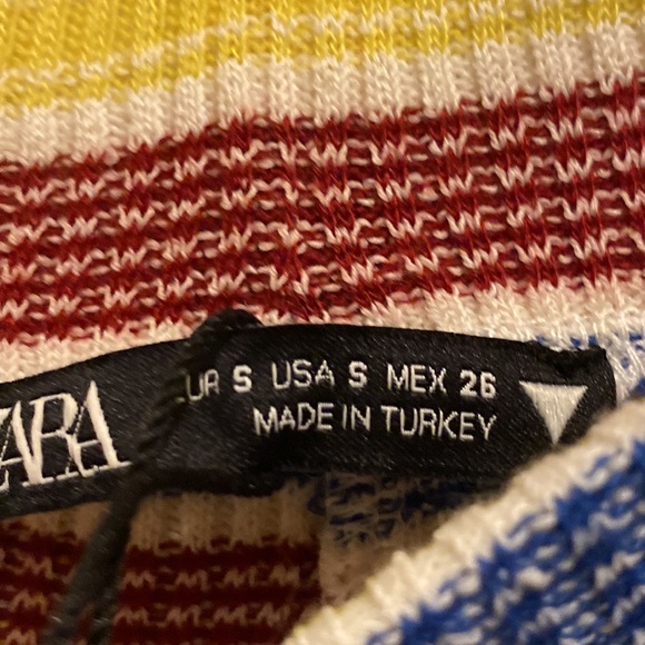 NEW Zara Pants Women’s Small Yellow Colorful Stripe Flare Stretch Pull On Lounge - Picture 3 of 3